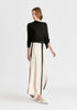 Contrast Trim Maxi Skirt in Beige and Black Side